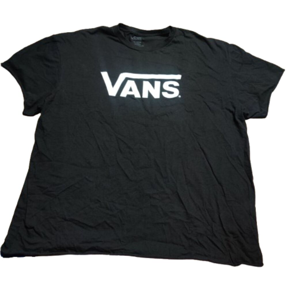 Vans Classic Front Logo Graphic Black T-Shirt Mens XXL Short Sleeve Tee
